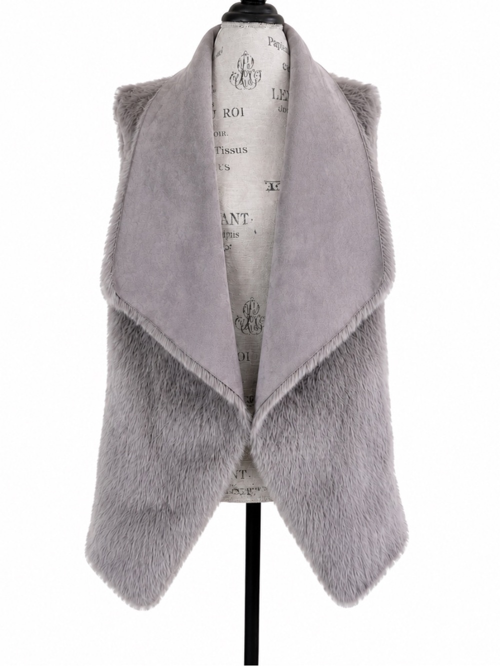 Love Token Reversible Faux Fur & Suede Waterfall Vest Gray Mauve Small Like New!